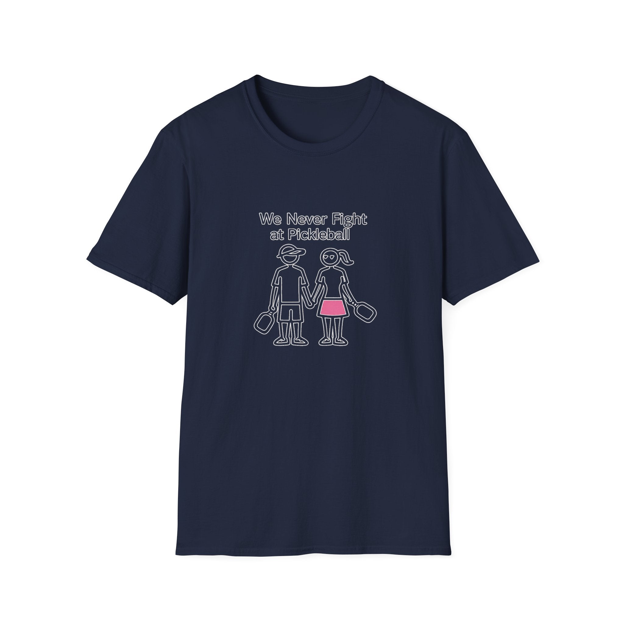 T-Shirt — "We Never Fight at Pickleball" Cute Couple Pickleball Graphic Tee
