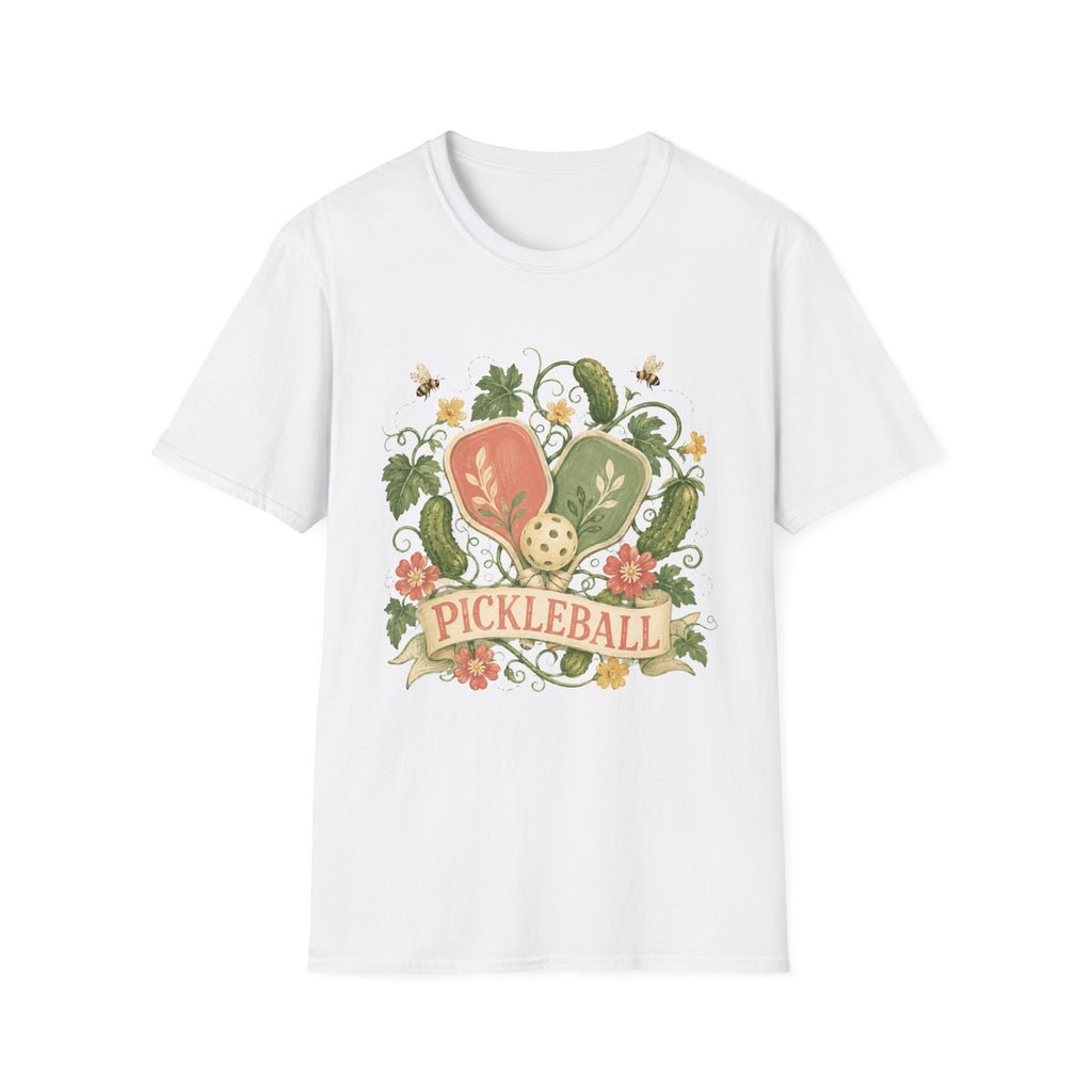 Pickleball Floral Paddle T-Shirt — Retro Garden Pickleball Design
