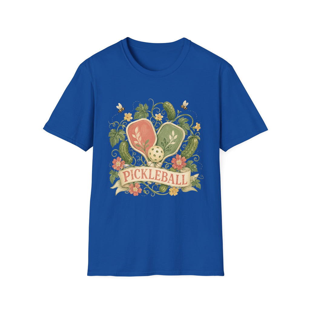 Pickleball Floral Paddle T-Shirt — Retro Garden Pickleball Design