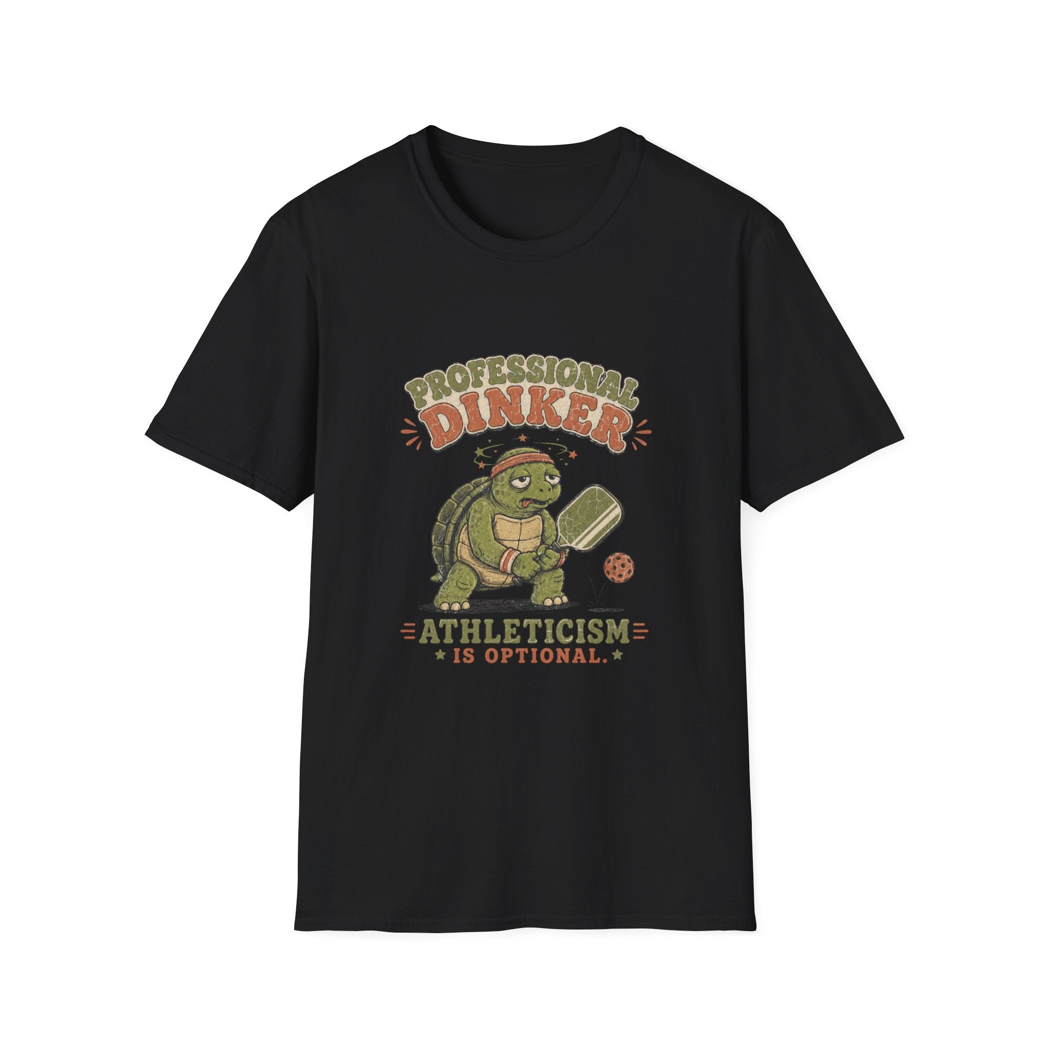 Professional Dinker  — "Athleticism Is Optional" Funny Turtle Pickleball Tee