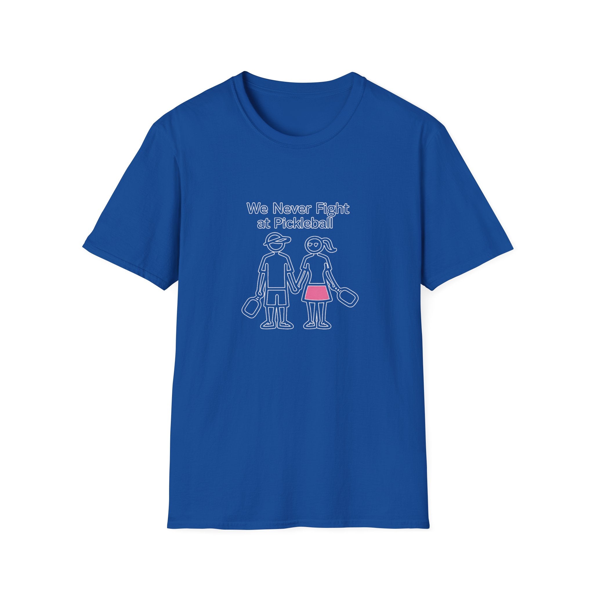 T-Shirt — "We Never Fight at Pickleball" Cute Couple Pickleball Graphic Tee