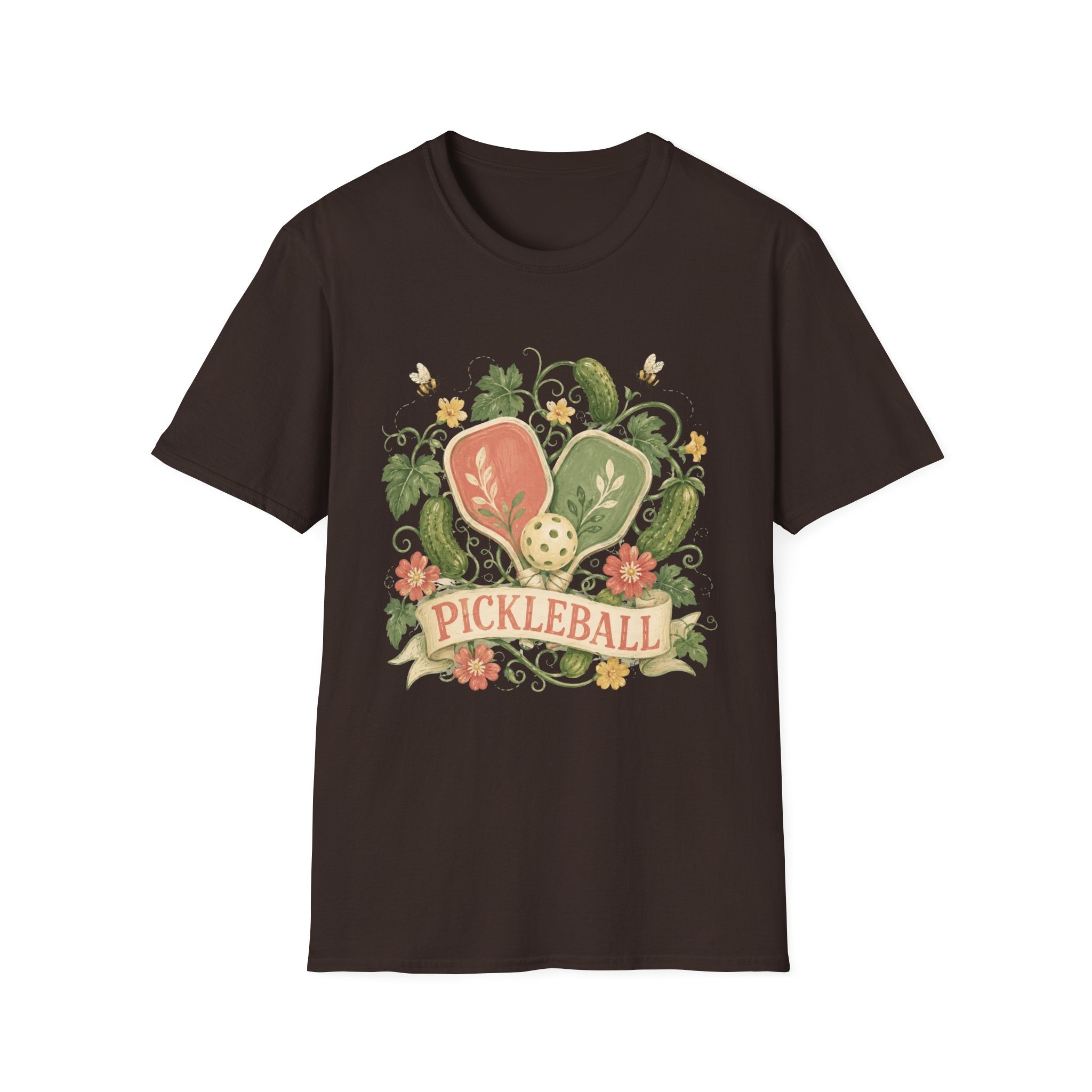 Pickleball Floral Paddle T-Shirt — Retro Garden Pickleball Design
