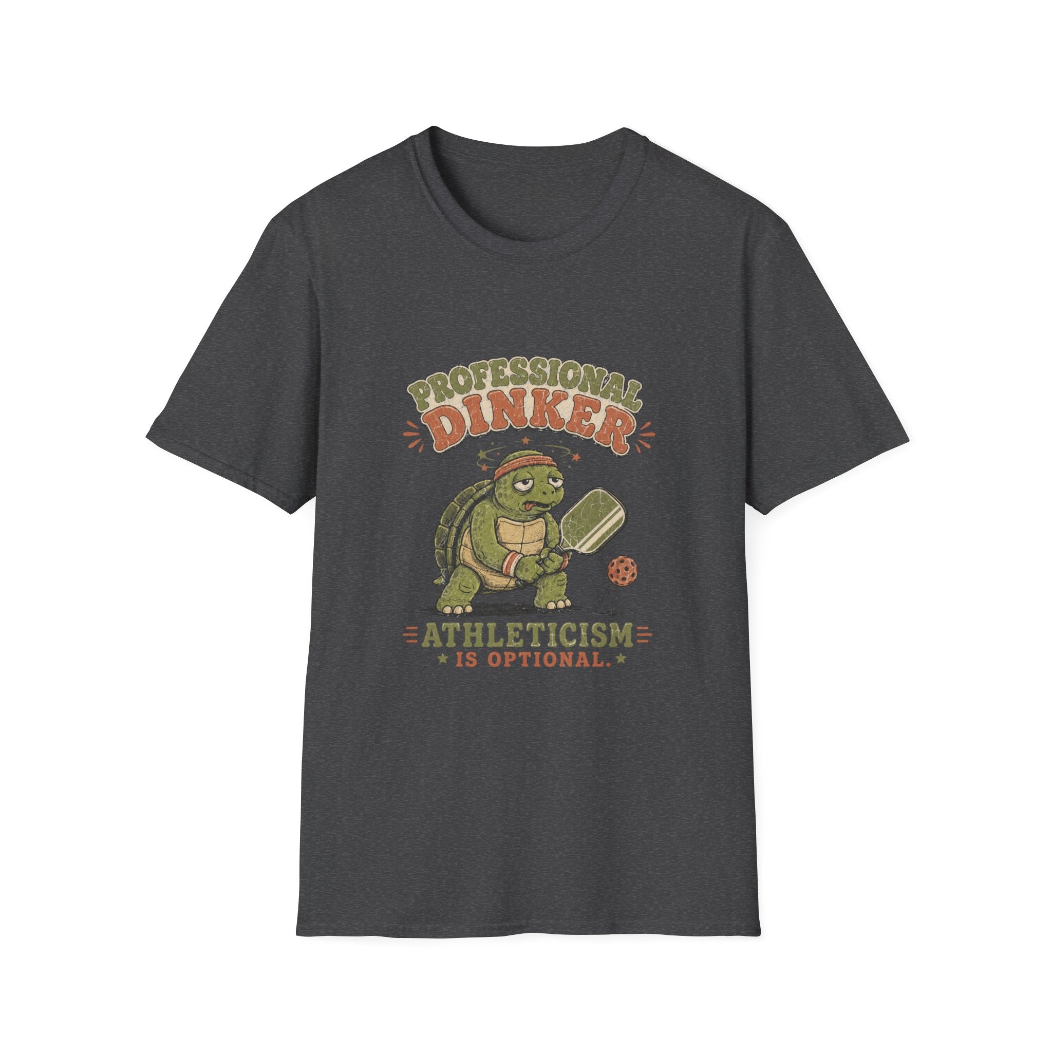Professional Dinker  — "Athleticism Is Optional" Funny Turtle Pickleball Tee