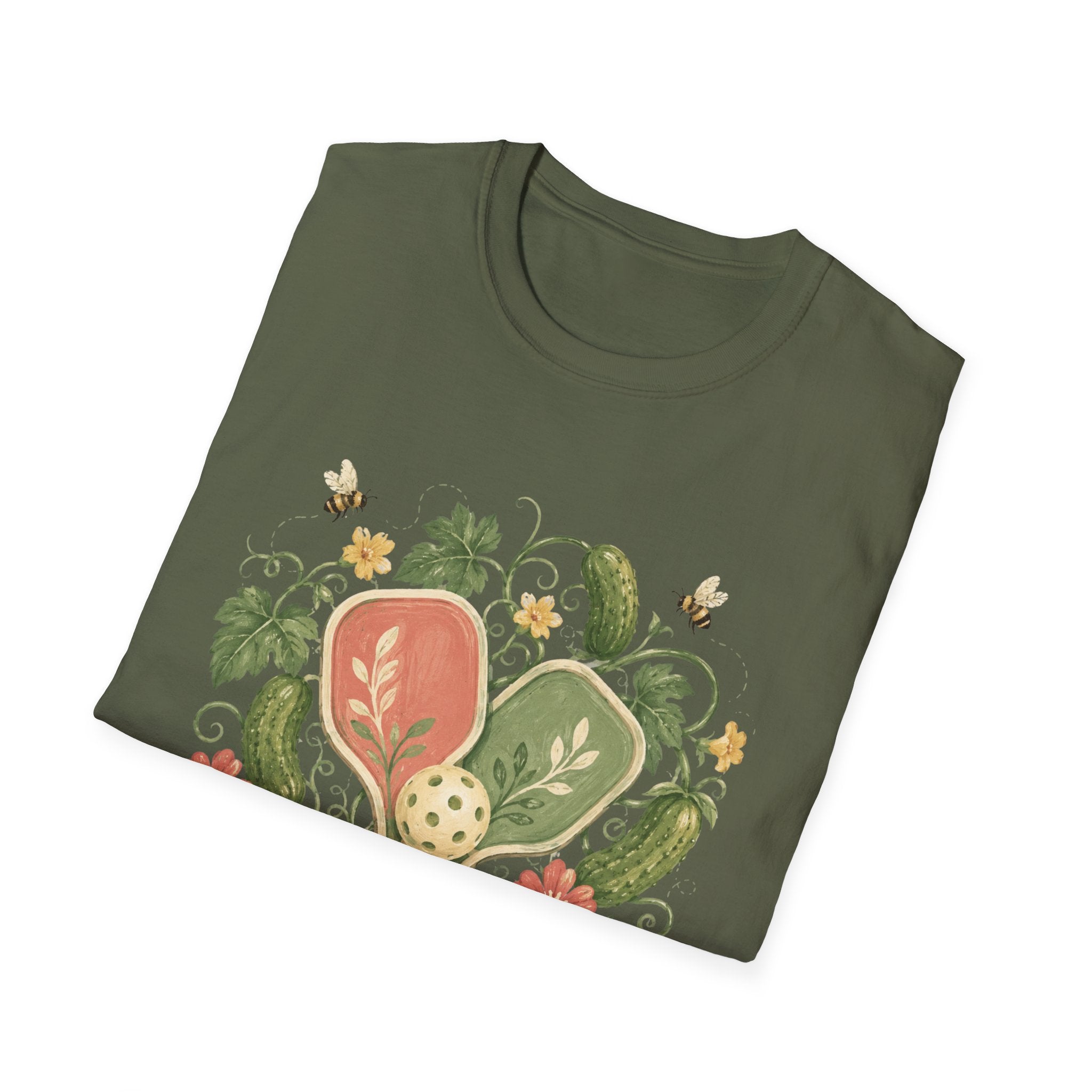 Pickleball Floral Paddle T-Shirt — Retro Garden Pickleball Design