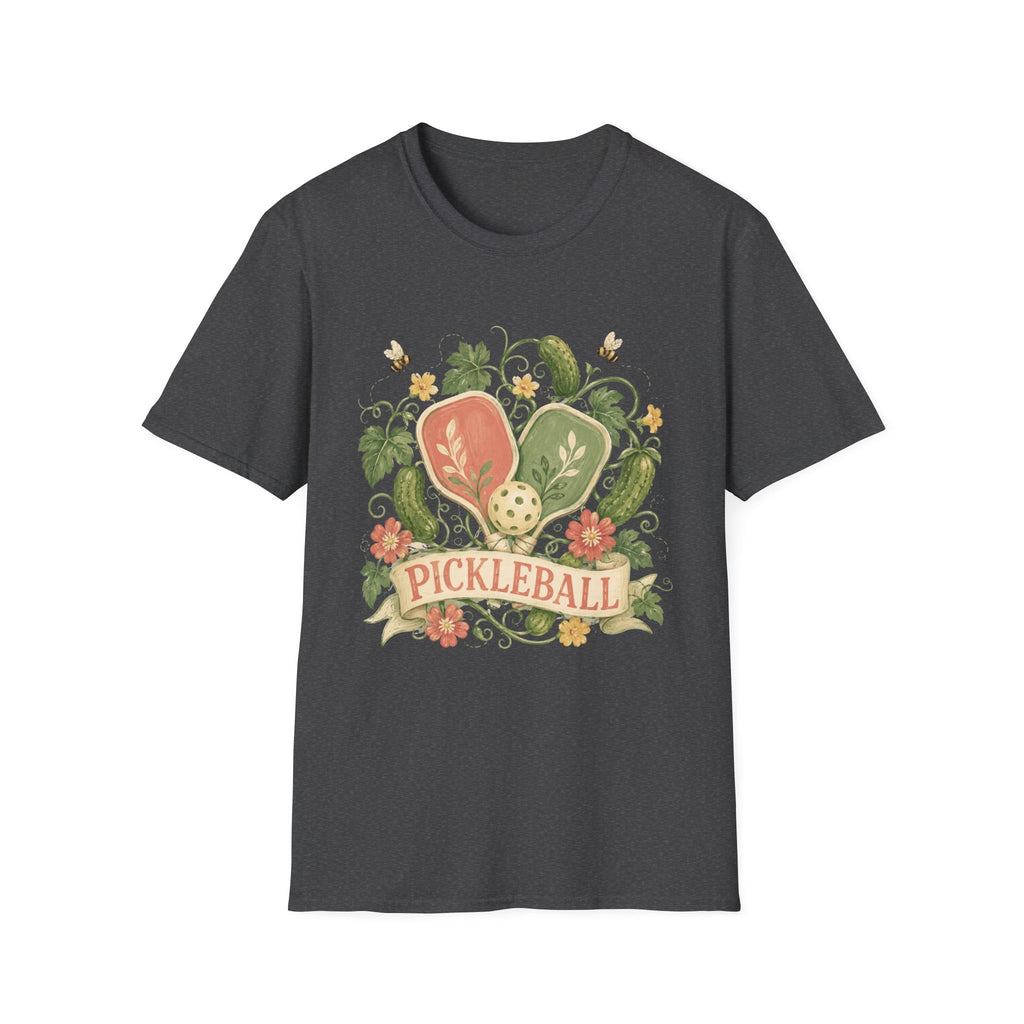 Pickleball Floral Paddle T-Shirt — Retro Garden Pickleball Design