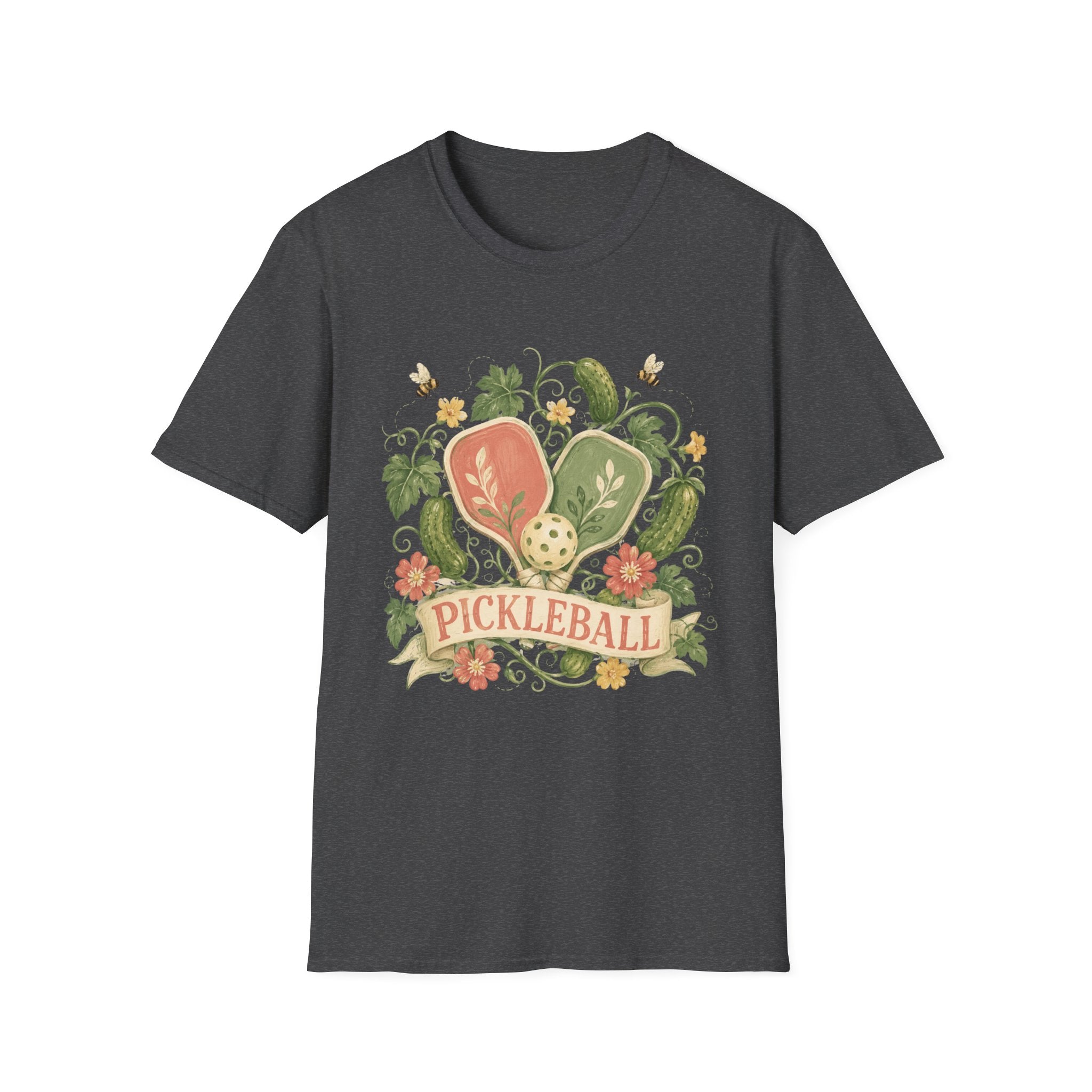 Pickleball Floral Paddle T-Shirt — Retro Garden Pickleball Design