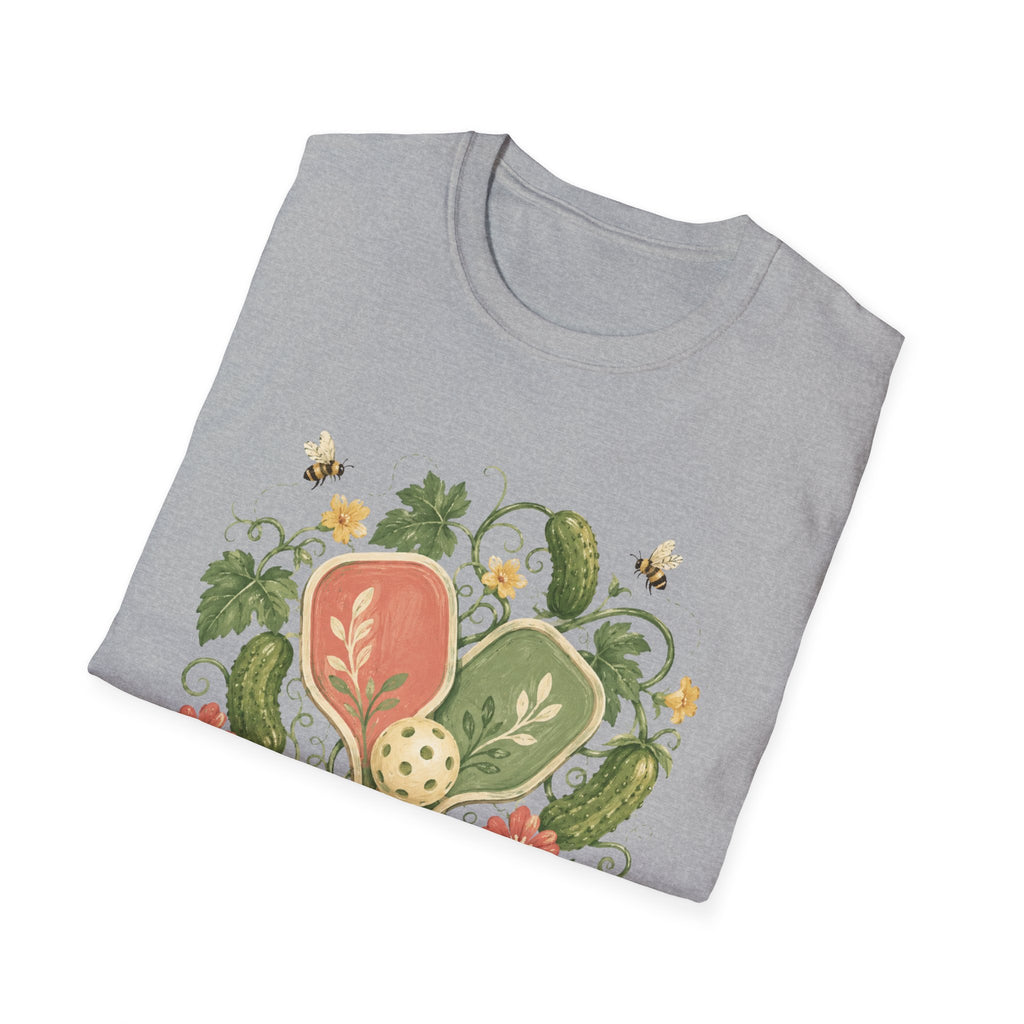 Pickleball Floral Paddle T-Shirt — Retro Garden Pickleball Design