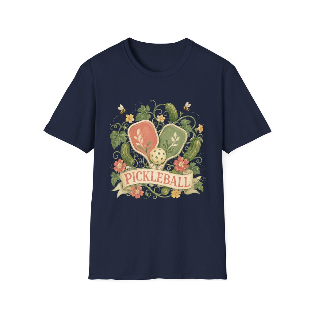 Pickleball Floral Paddle T-Shirt — Retro Garden Pickleball Design