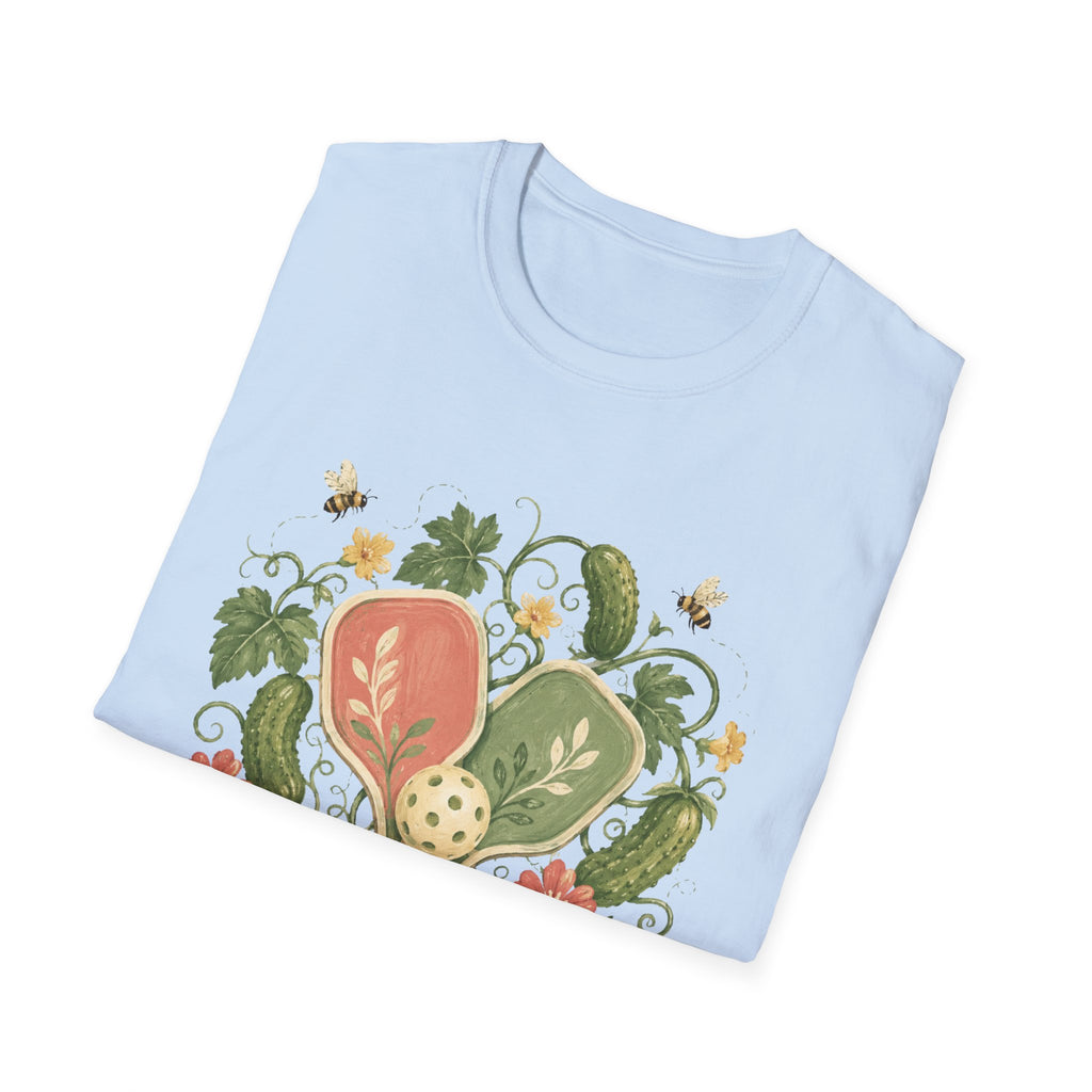 Pickleball Floral Paddle T-Shirt — Retro Garden Pickleball Design